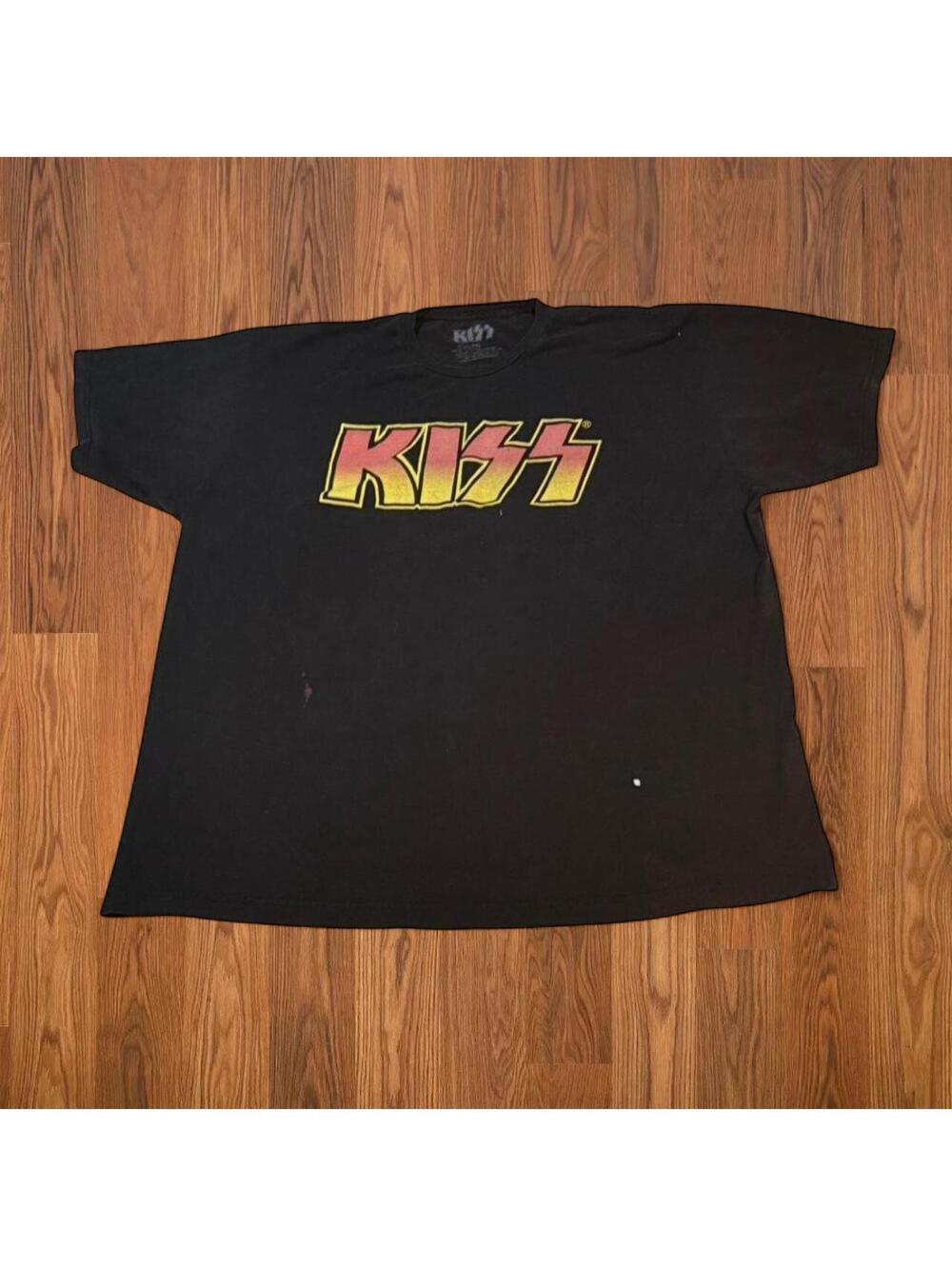 KISS Black Graphic Band T-Shirt Retro Rock Music Tee Men's XXL